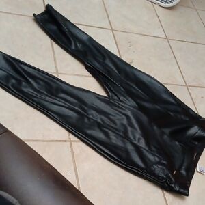 Marc New York Black Faux Leather Leggings With Alagator Inserts